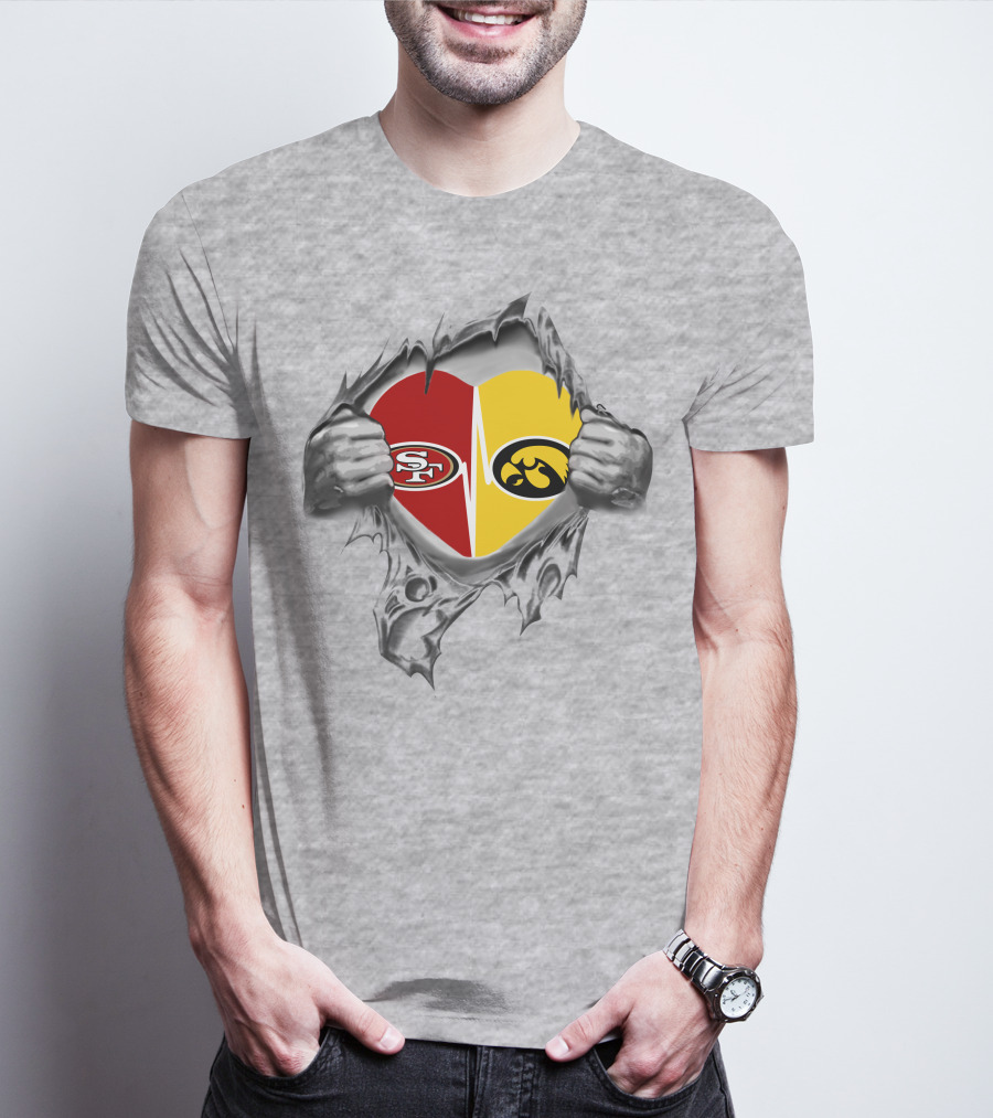 Iowa Hawkeyes San Francisco 49ers Heart T-Shirt