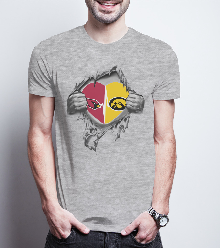 Hawkeyes Cardinals Heart Torn Open T-Shirt