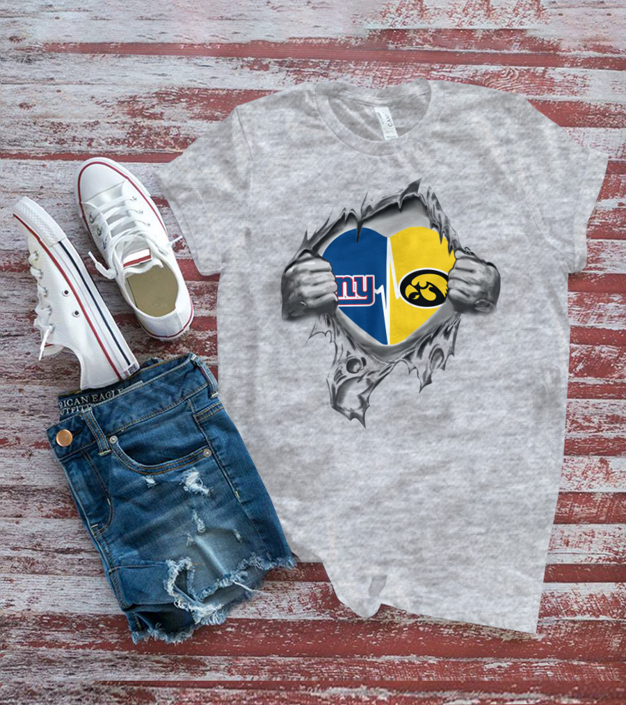 Hawkeyes Giants Heartbeat Logo Fusion T-Shirt