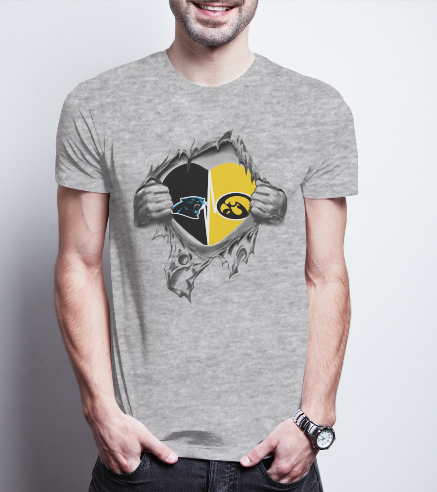 Hawkeyes Panthers Heart Inside Silver Claw Tear T-Shirt