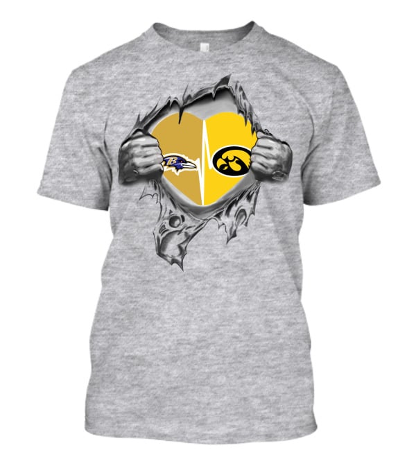 Hawkeyes Ravens Heartbeat Logo Fusion T-Shirt