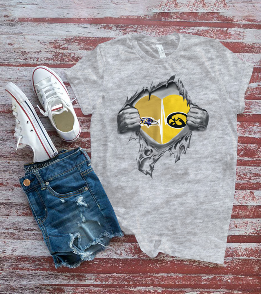 Hawkeyes Ravens Heartbeat Logo Fusion T-Shirt