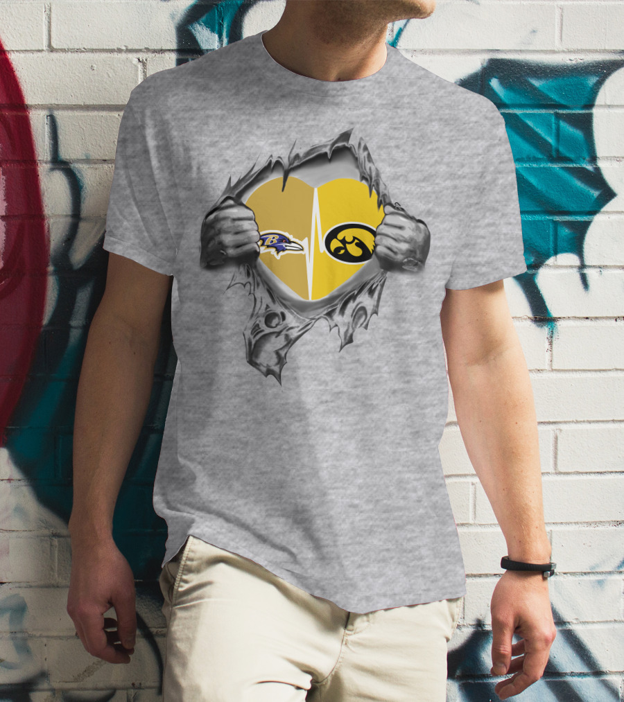 Hawkeyes Ravens Heartbeat Logo Fusion T-Shirt