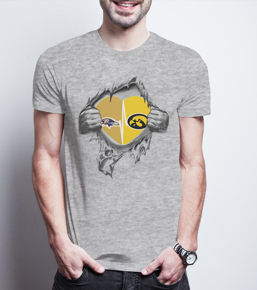 Hawkeyes Ravens Heartbeat Logo Fusion T-Shirt
