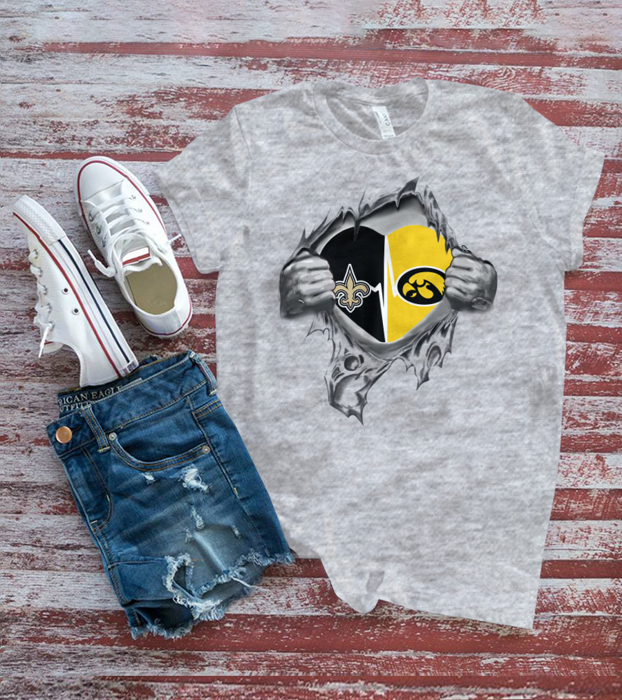 New Orleans Saints Iowa Hawkeyes Heart T-Shirt