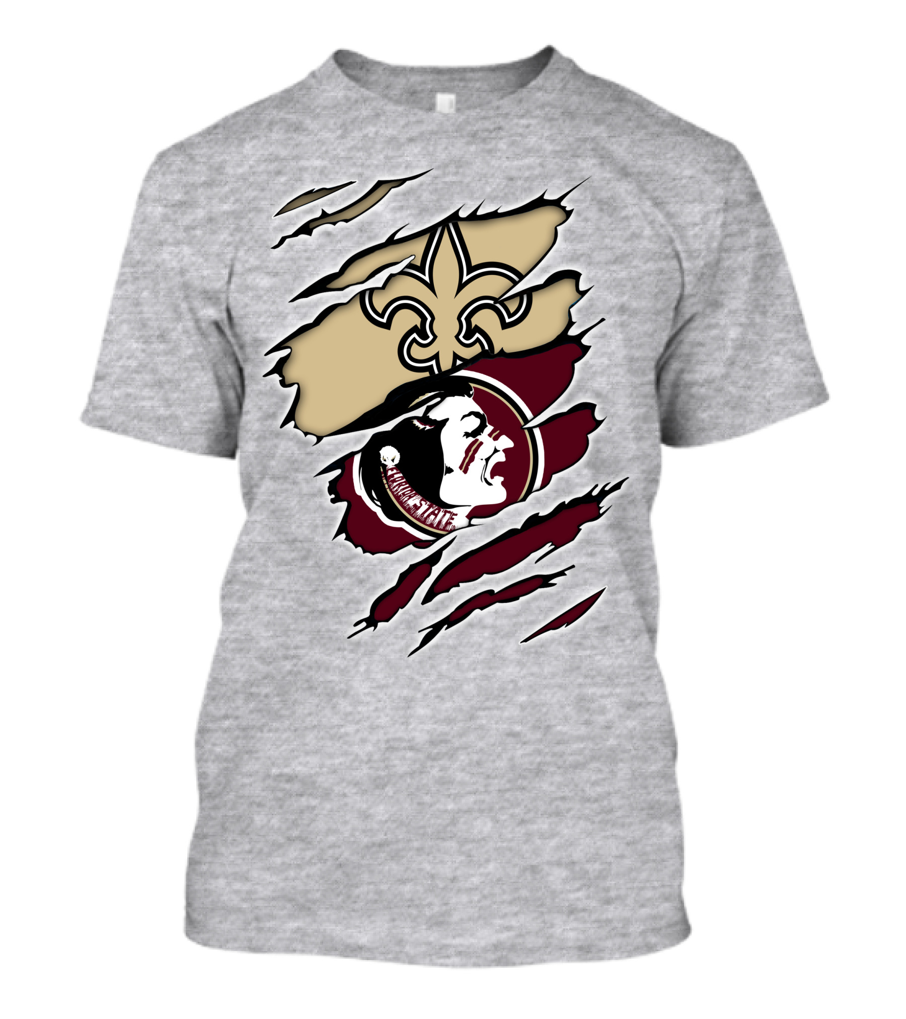 Saints Seminoles Logo Fusion With New Orleans And Florida State Elements T-Shirt