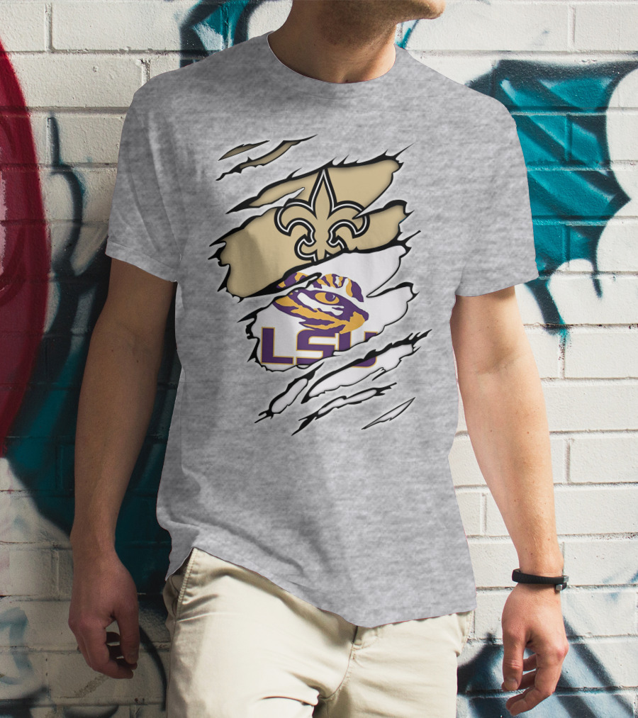 LSU Tigers New Orleans Saints Fleur-de-Lis Claw Marks T-Shirt