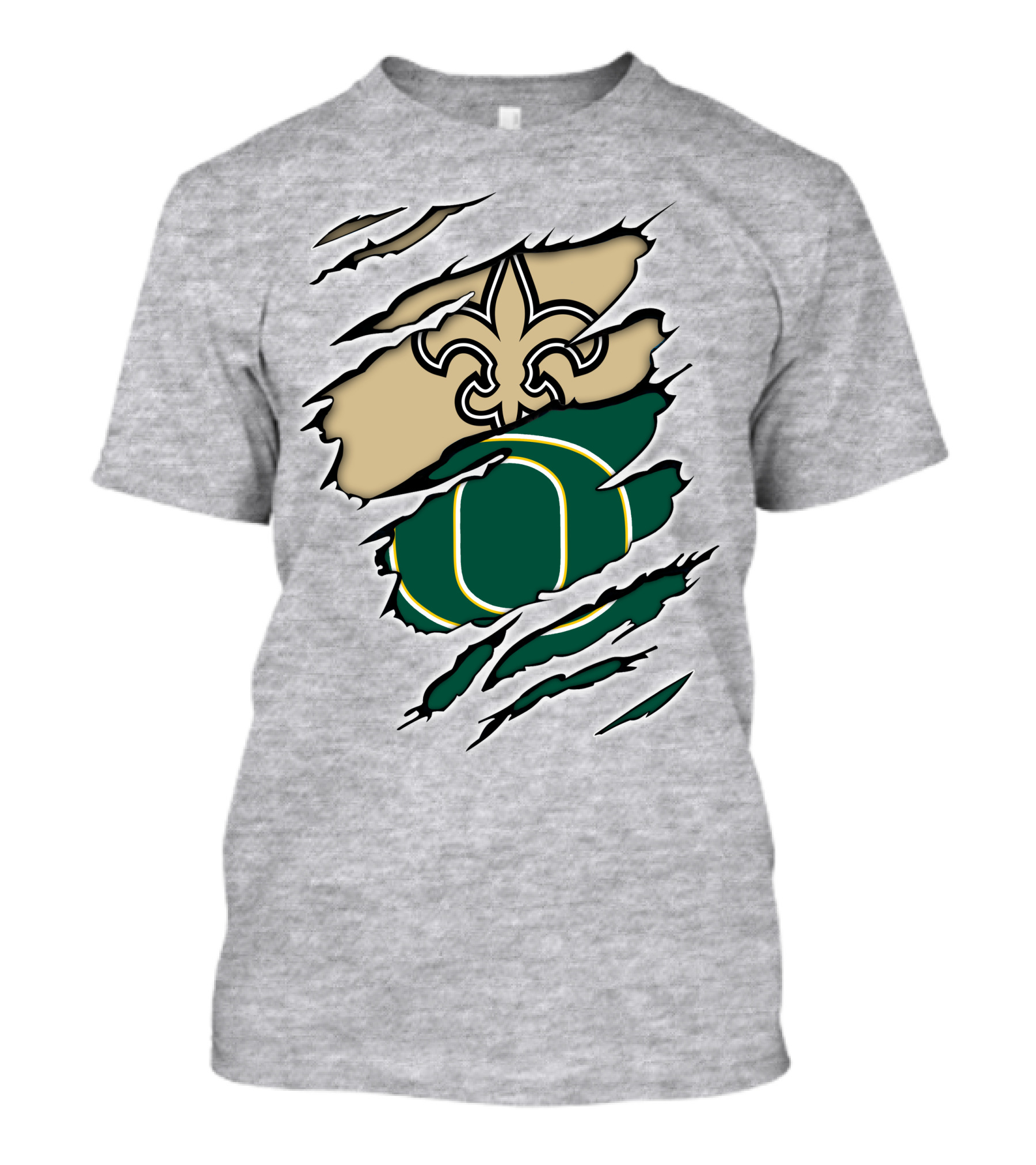 Saints Ducks Logo Fusion Fleur-de-Lis And Oregon Intertwined T-Shirt