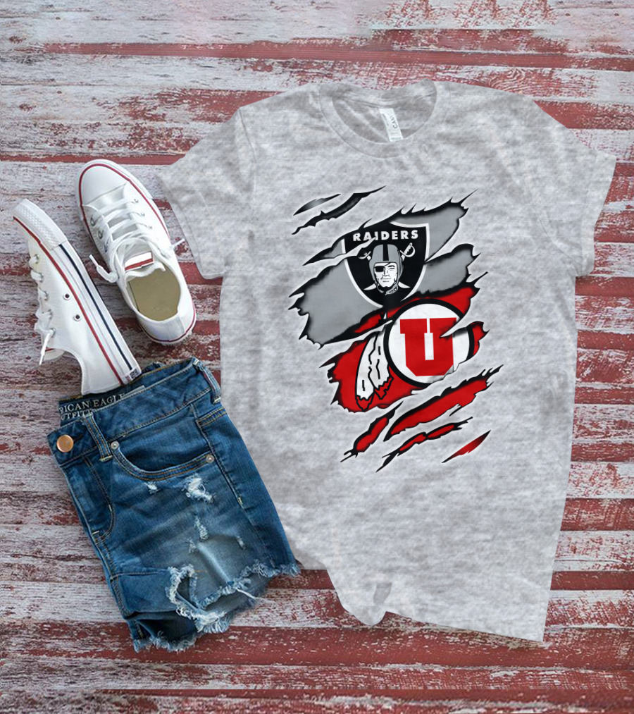 Raiders Utah Utes Collaborative Iconic Logos T-Shirt
