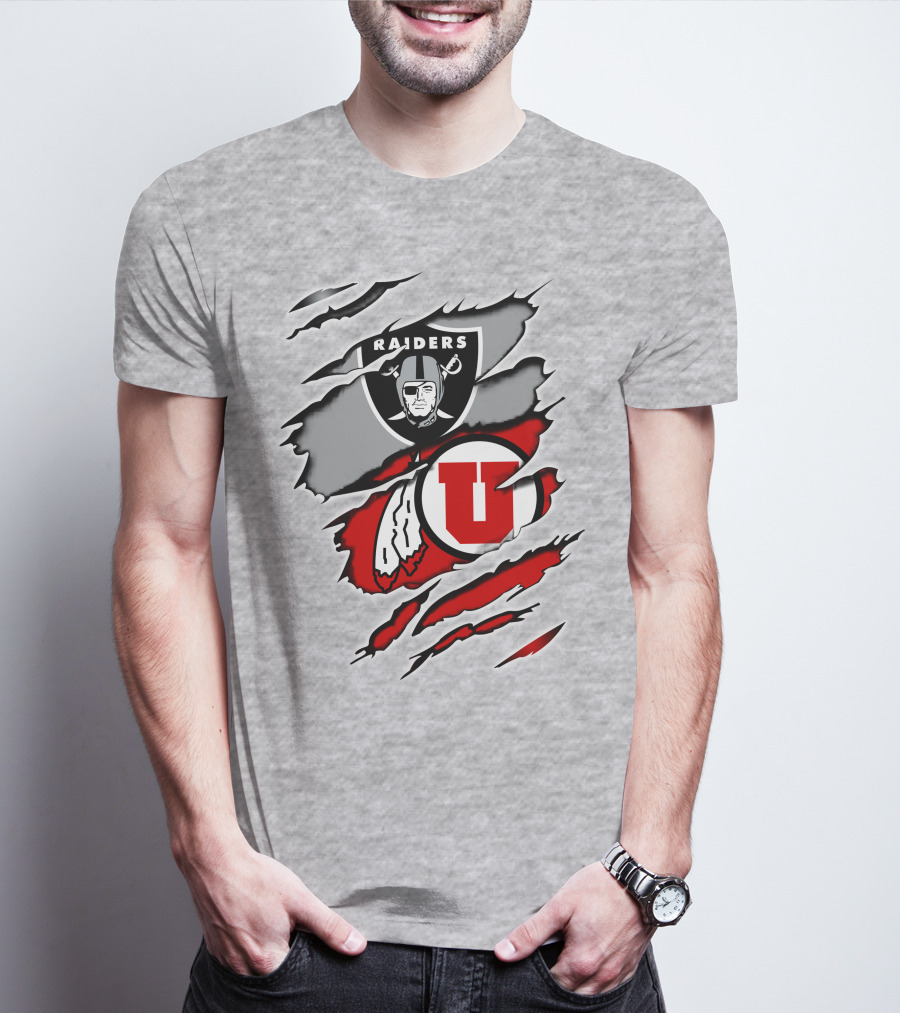 Raiders Utah Utes Collaborative Iconic Logos T-Shirt