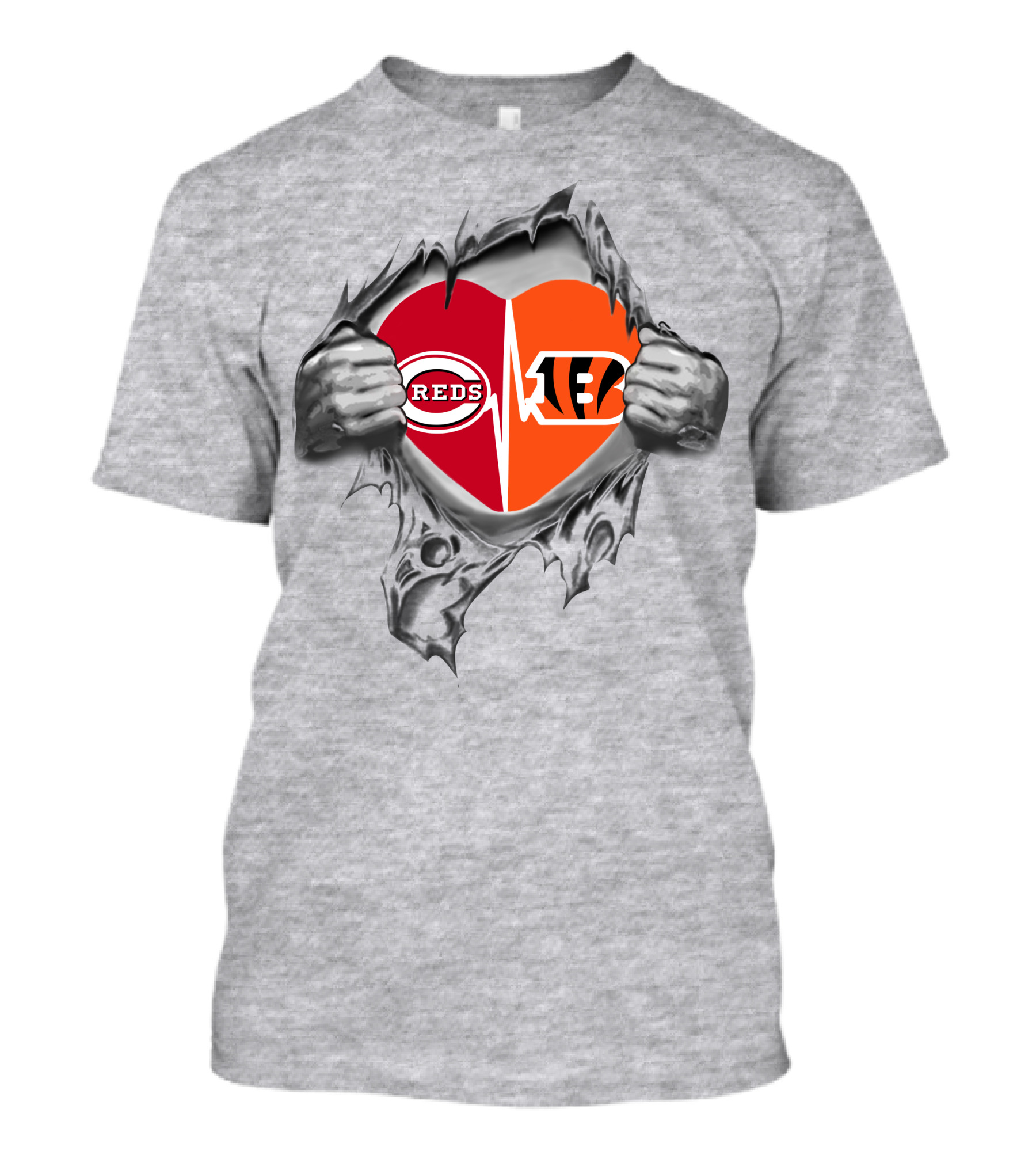 Bengals Reds Heartbeat Passion T-Shirt