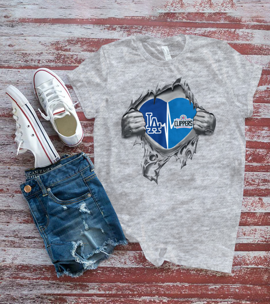 LA Dodgers Clippers Heartbeat Passion T-Shirt