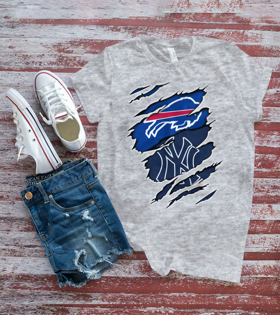 Buffalo Bills New York Yankees Ripped T-Shirt