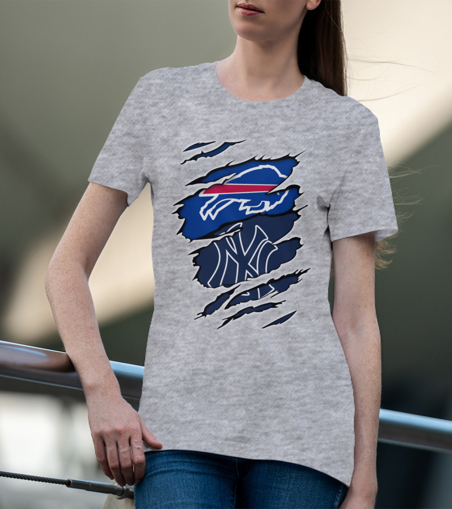Buffalo Bills New York Yankees Ripped T-Shirt