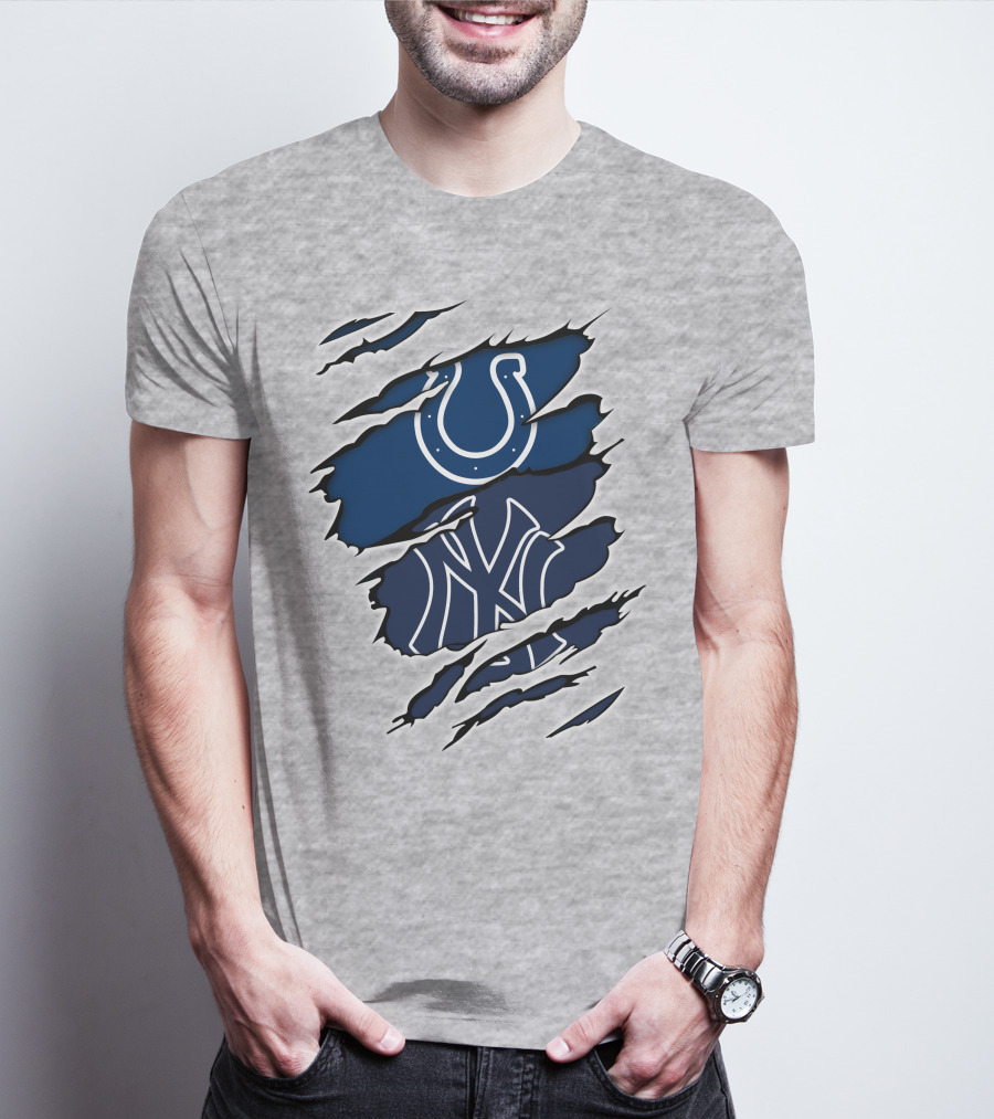 Colts Yankees Sports Crossover Logo Claw Marks T-Shirt