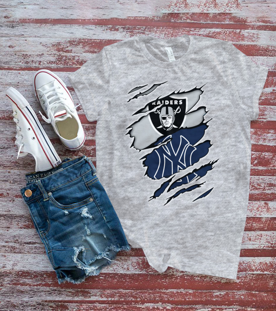 Raiders Yankees Collaboration Fan Support T-Shirt