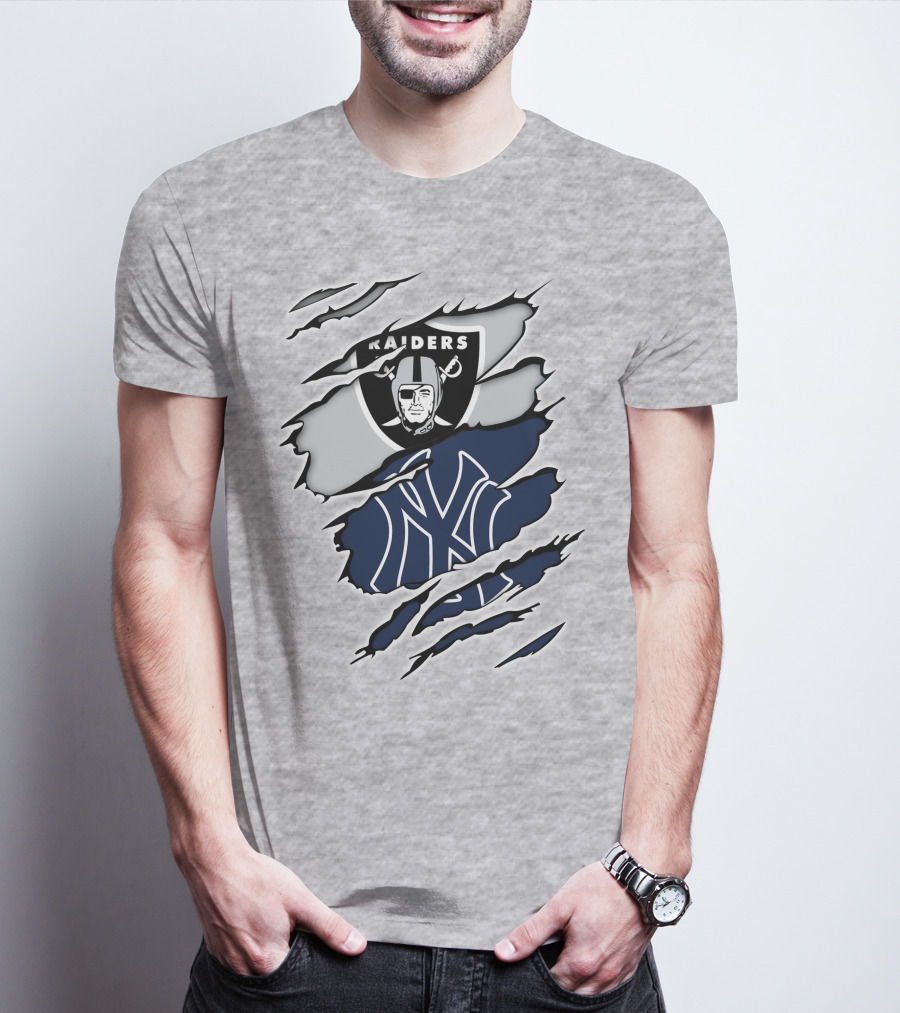 Raiders Yankees Collaboration Fan Support T-Shirt