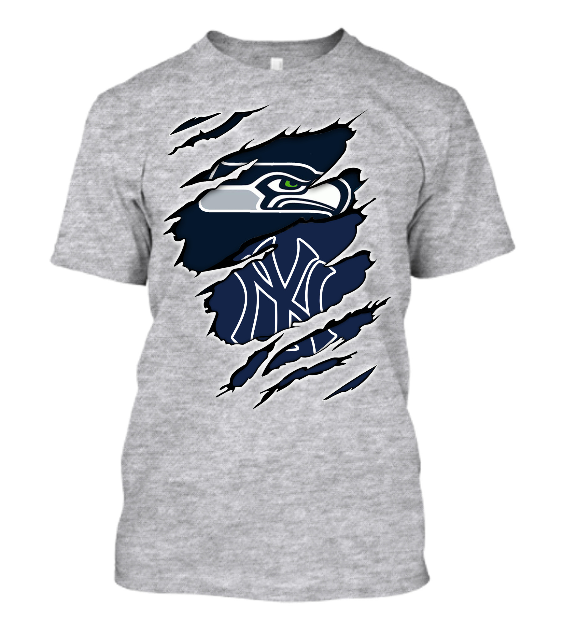 Seahawks Yankees Logo Crossover Claw Marks T-Shirt
