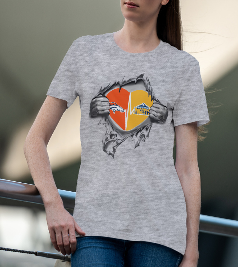 Denver Broncos Nuggets Heartbeat Loyalty T-Shirt