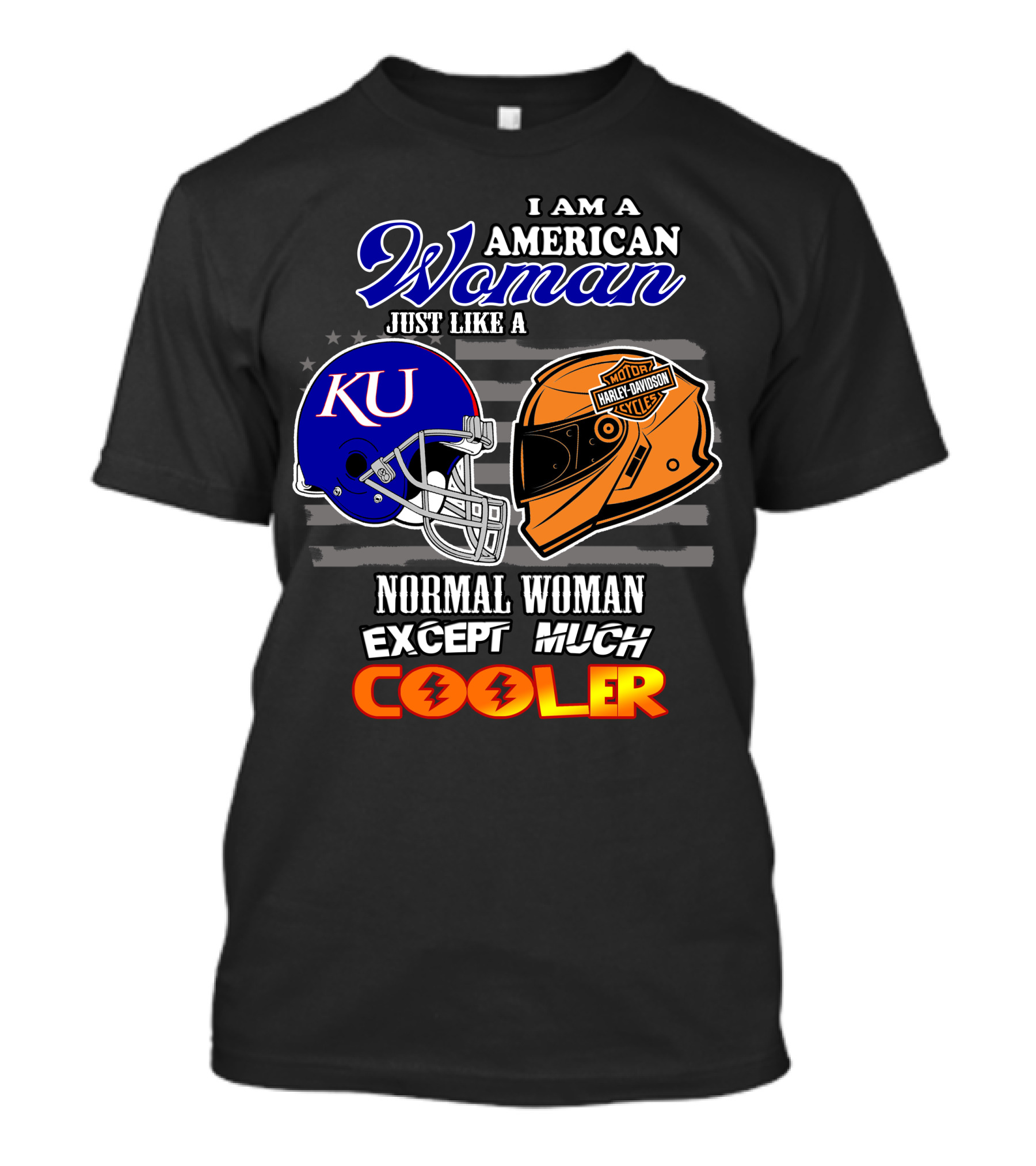 I Am A Cool American Woman Ku Helmet Harley Davidson Motorcycles T-Shirt