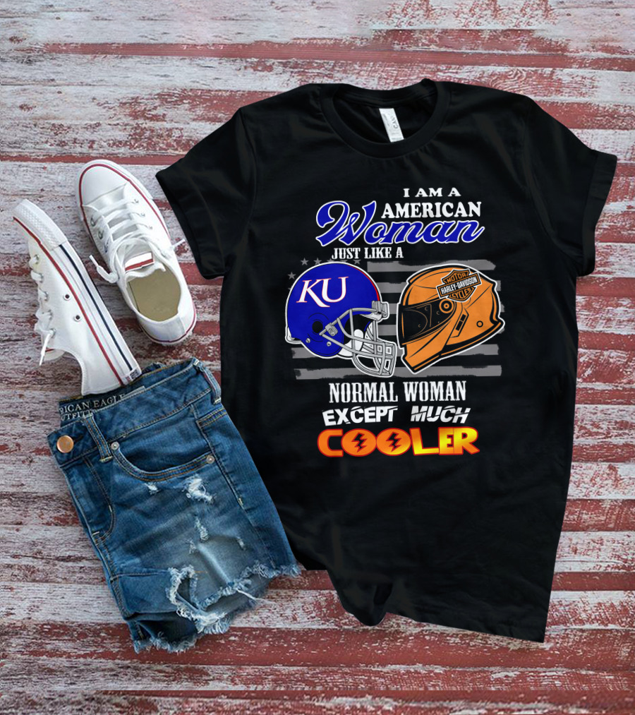 I Am A Cool American Woman Ku Helmet Harley Davidson Motorcycles T-Shirt