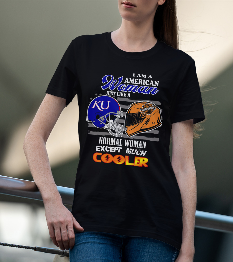 I Am A Cool American Woman Ku Helmet Harley Davidson Motorcycles T-Shirt
