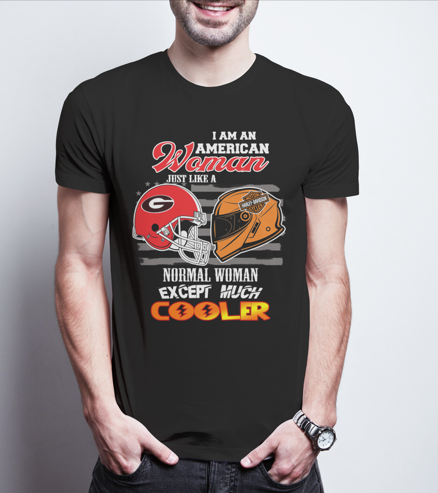 Georgia Bulldogs Harley Davidson American Woman Cooler Helmet T-Shirt