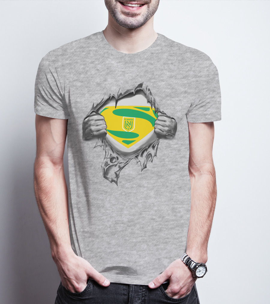 FC Nantes Super Man Emblem Tear Reveal T-Shirt