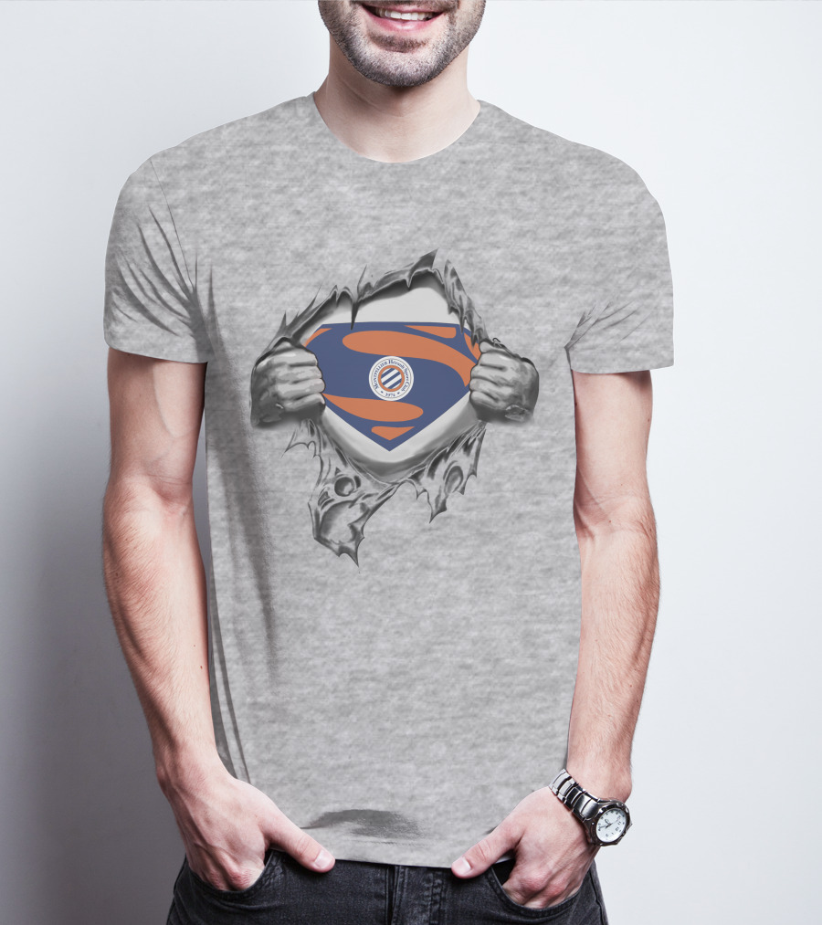 Montpellier HSC Superman Logo Tear Open T-Shirt