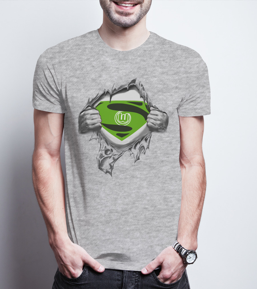 DFL VfL Wolfsburg Superman Shield Logo Rip T-Shirt