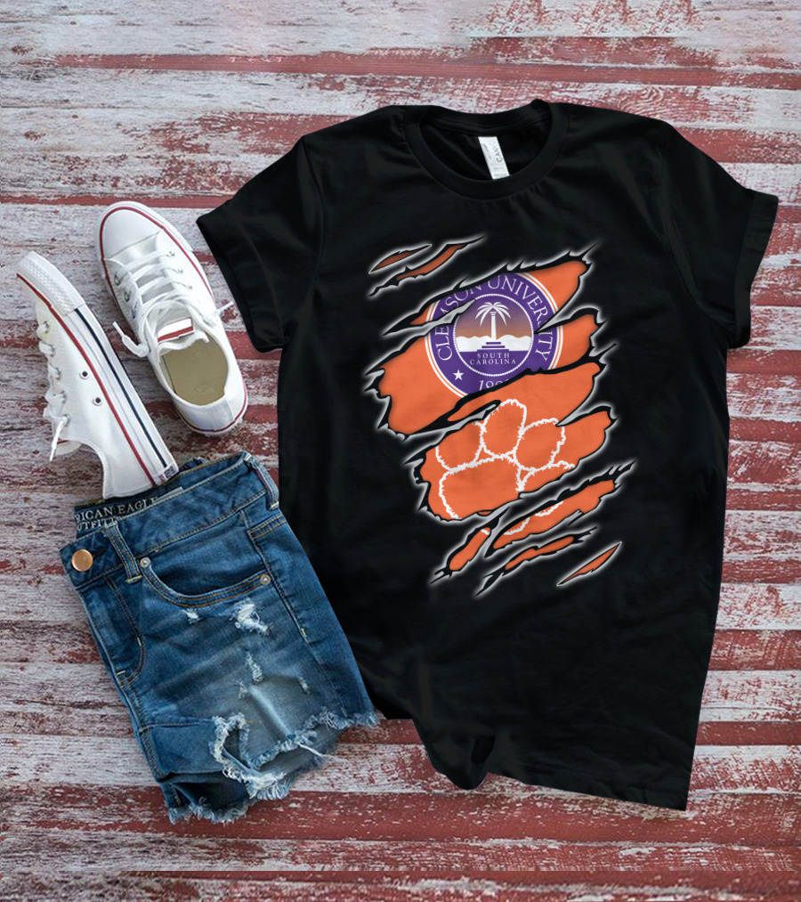 Clemson University South Carolina Paw Claw Marks T-Shirt
