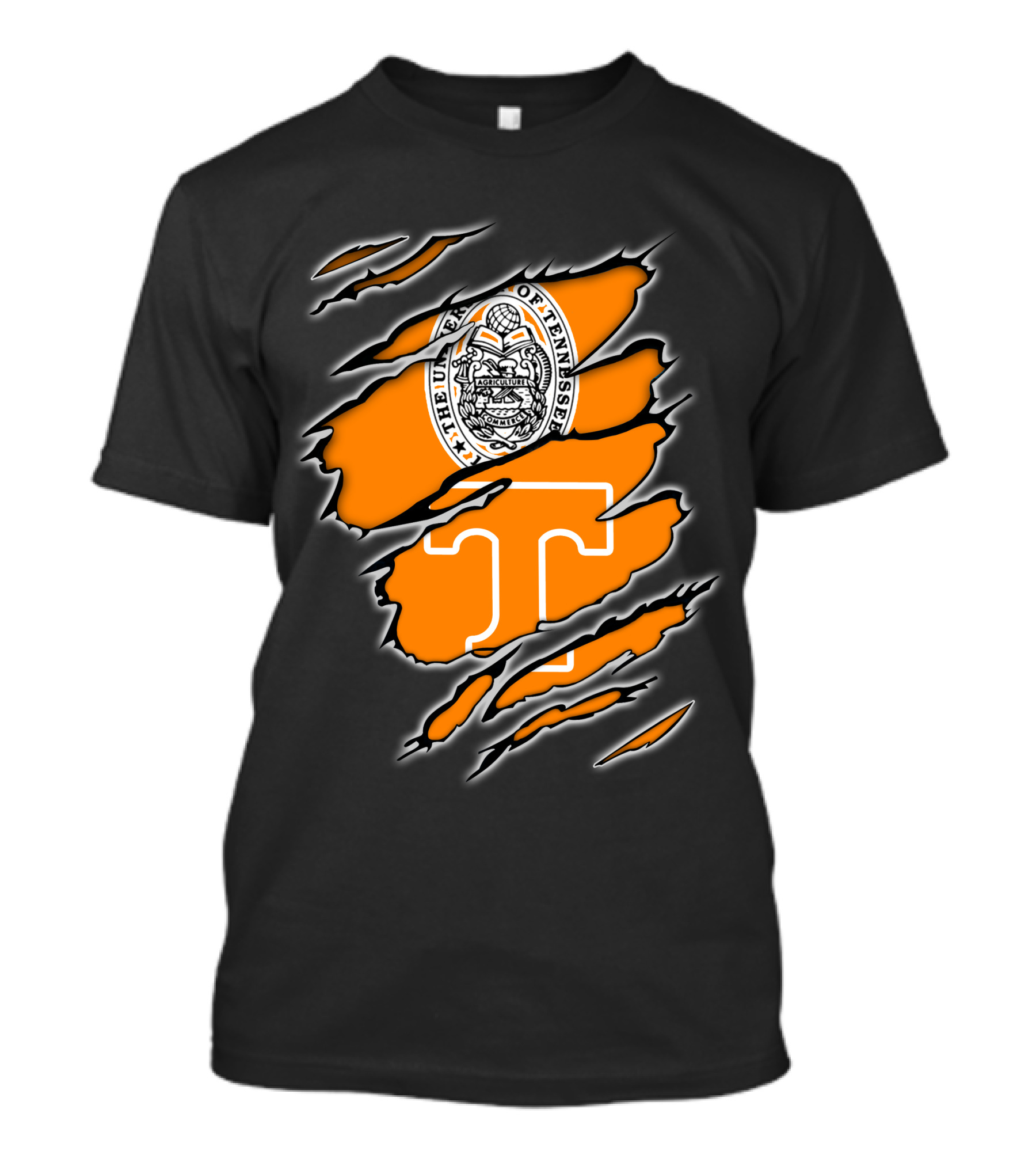 NCAA Tennessee Volunteers University Of Tennessee Seal And T Logo Orange Claw Marks T-Shirt