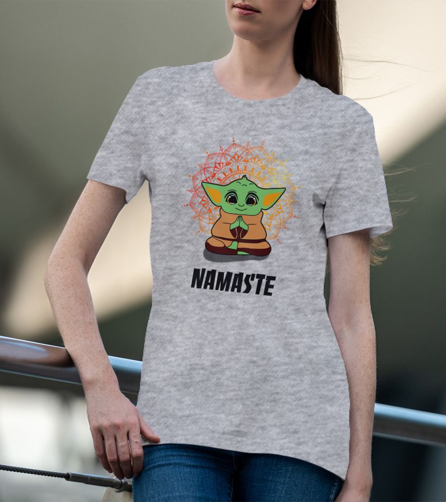 Baby Yoda Namaste Meditate Mandala T-Shirt