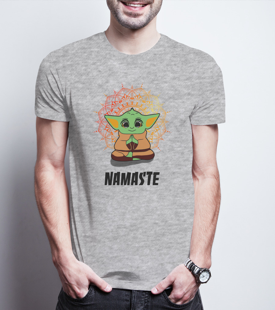 Baby Yoda Namaste Meditate Mandala T-Shirt