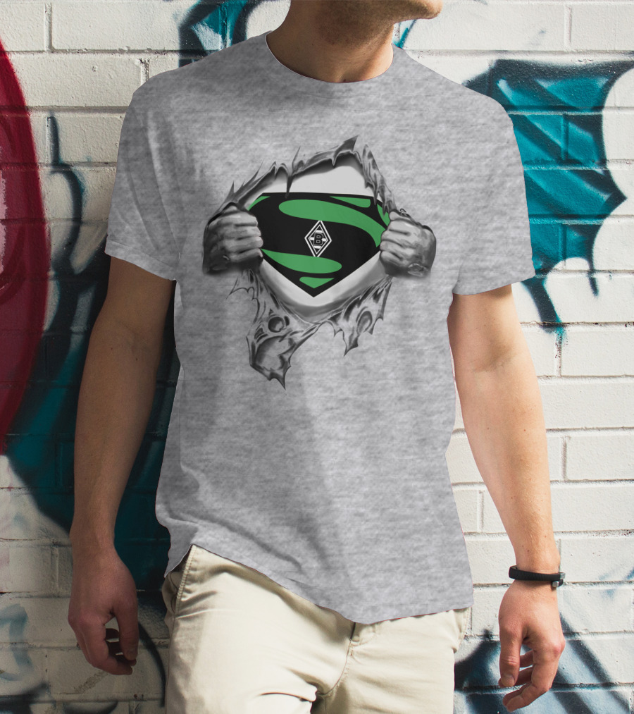 Borussia Monchengladbach B Logo Superman Crest Reveal Iconic Heroic T-Shirt