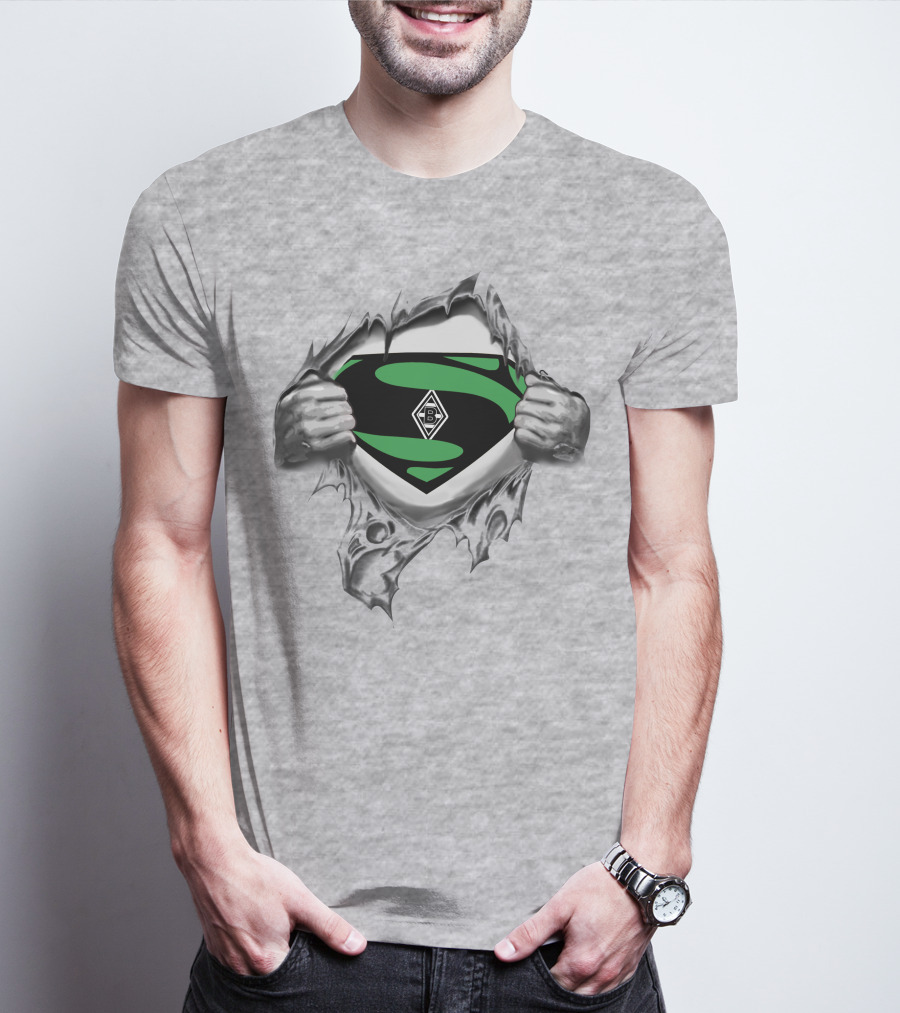 Borussia Monchengladbach B Logo Superman Crest Reveal Iconic Heroic T-Shirt