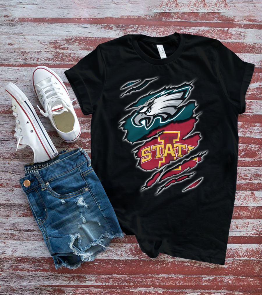 Philadelphia Eagles Iowa State Cyclones Claw Marks Logo Fusion T-Shirt