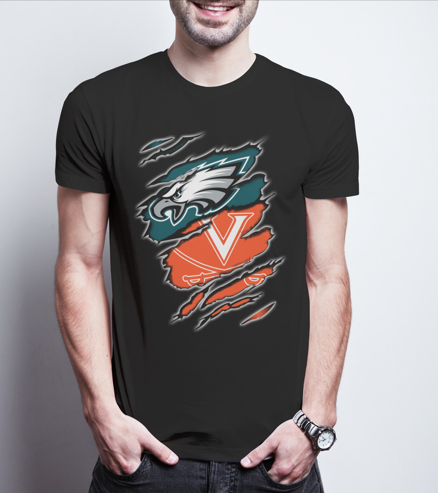 Philadelphia Eagles Virginia Cavaliers Fan Crossover T-Shirt