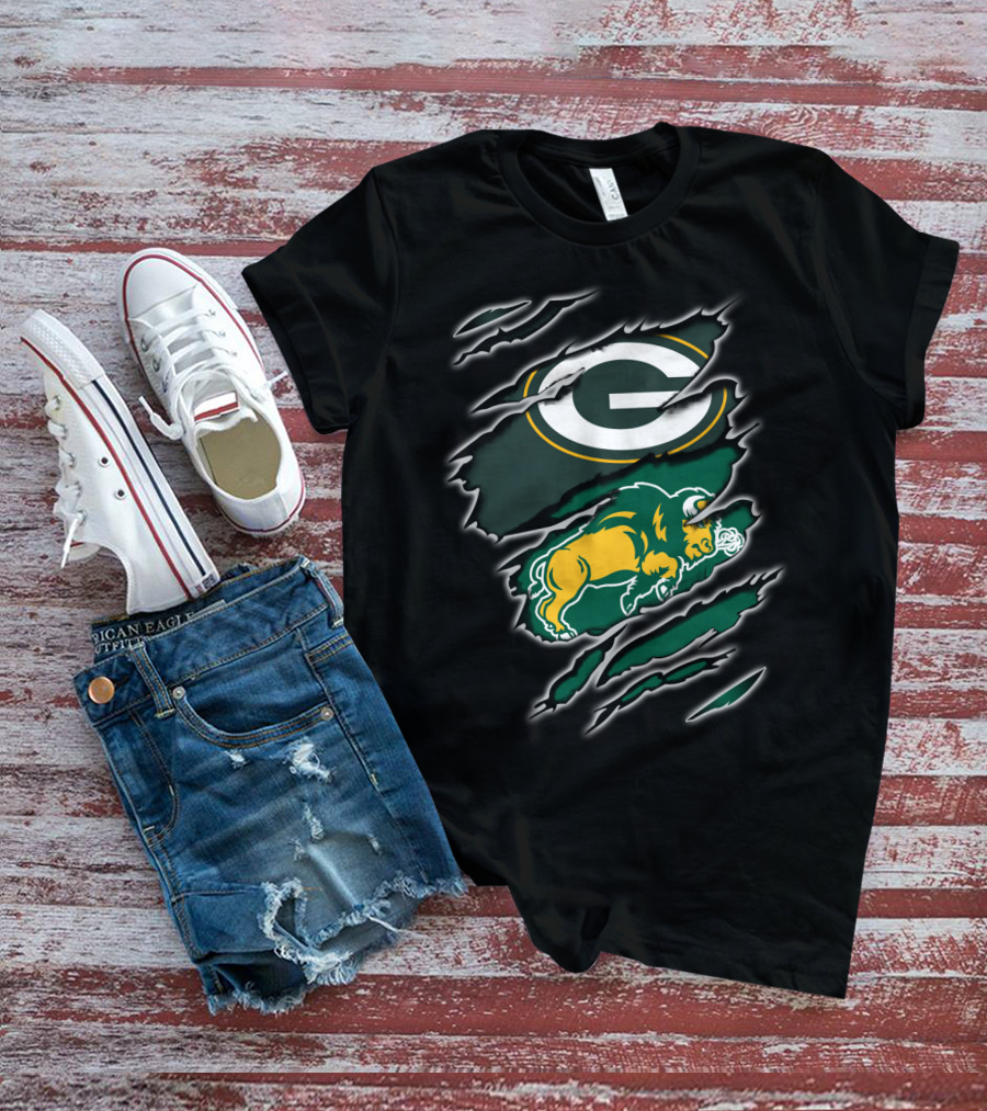 Packers Bison G Logo Green And Gold Claw Marks T-Shirt