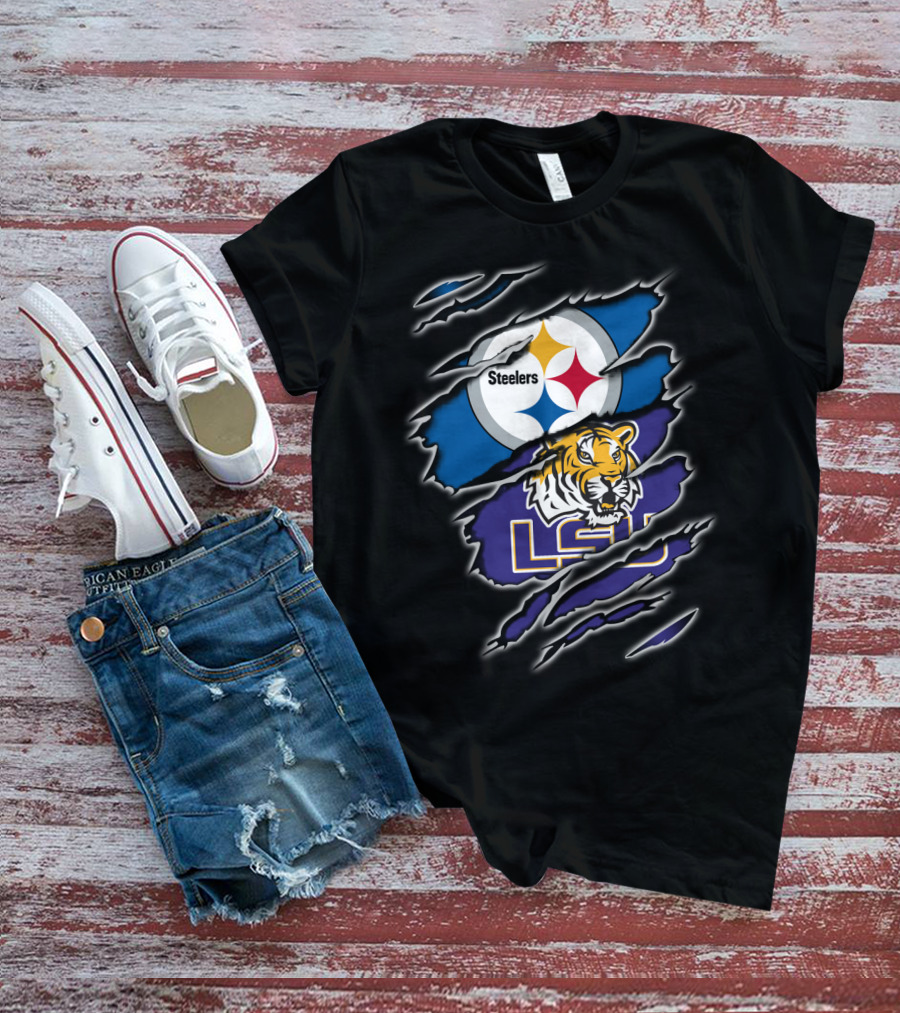 Steelers LSU Tigers Logo Fusion T-Shirt