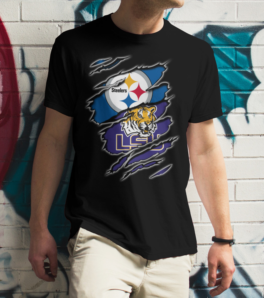 Steelers LSU Tigers Logo Fusion T-Shirt
