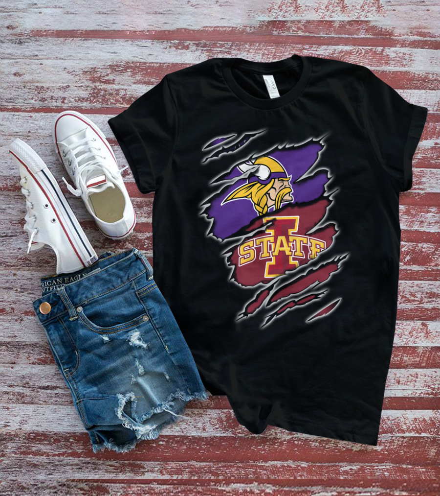 Minnesota Vikings Iowa State Cyclones Logos T-Shirt