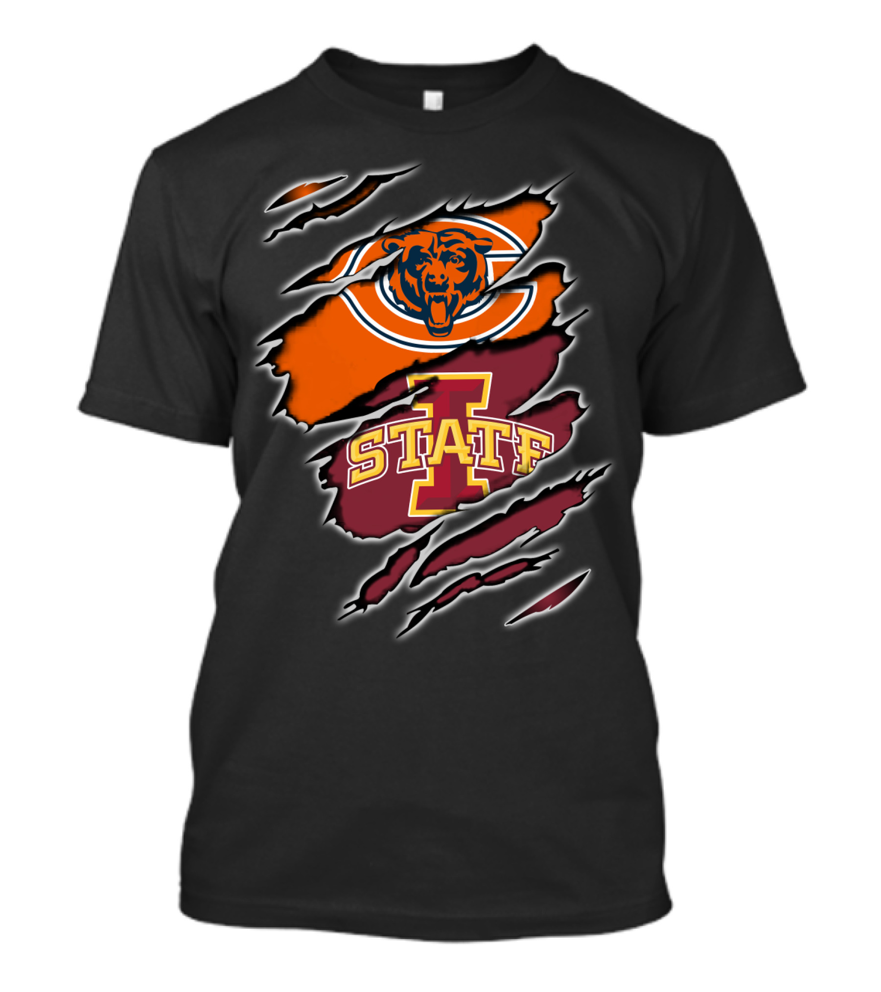Chicago Bears Iowa State Cyclones Football Logo Split T-Shirt