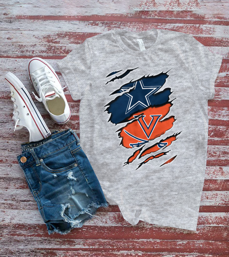 Cowboys Cavaliers Virginia Crossover Star And Swords Fusion T-Shirt