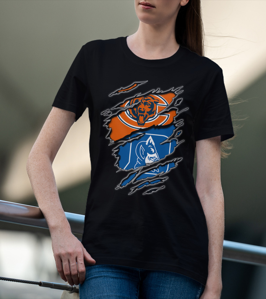 Chicago Bears And Duke Blue Devils Logos Combined T-Shirt