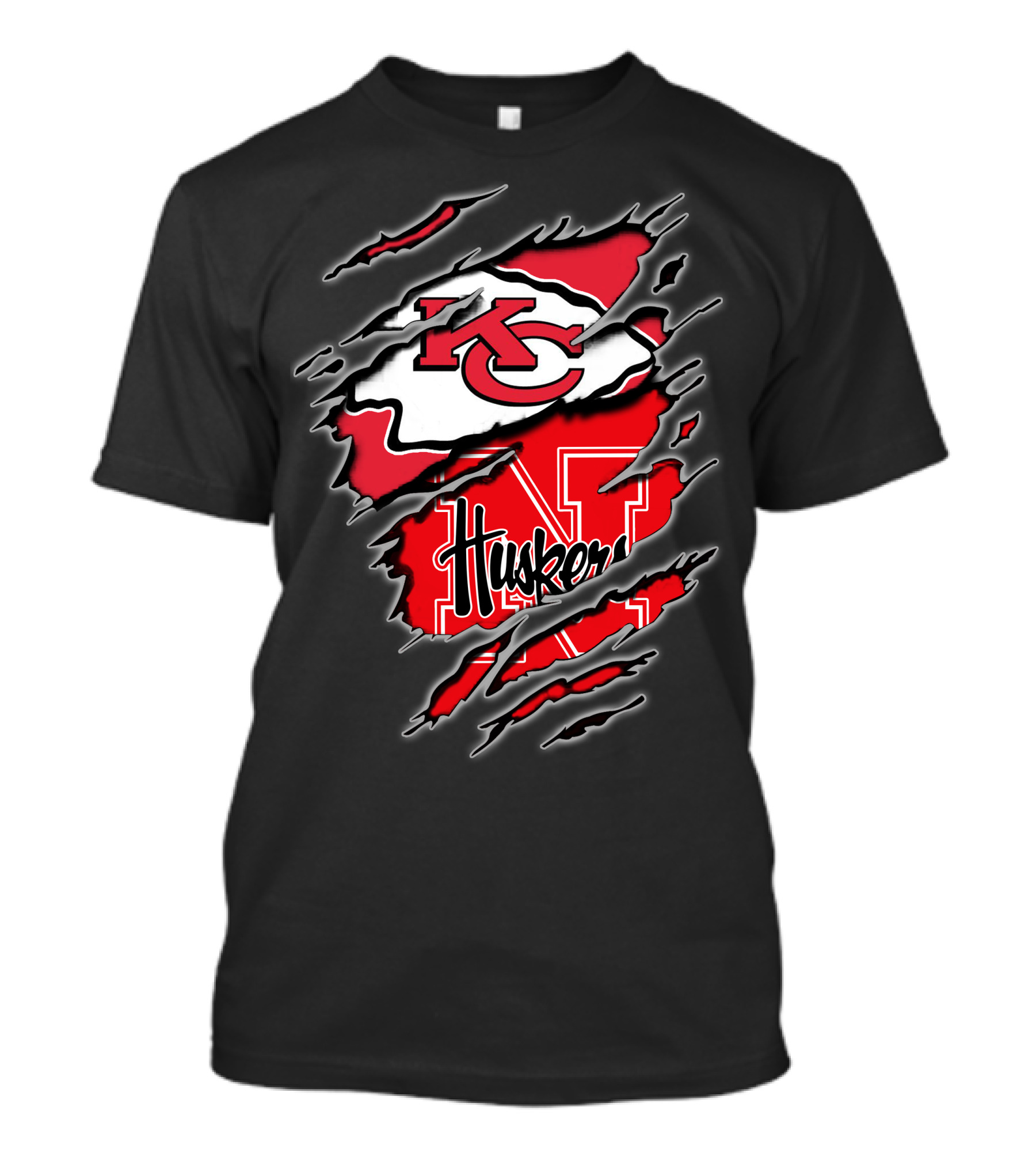 Kansas City Chiefs Nebraska Huskers Logo Fusion T-Shirt