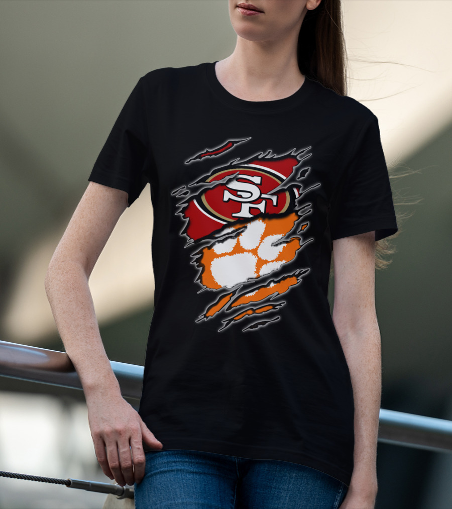 San Francisco 49ers Clemson Tigers Logo Mashup T-Shirt