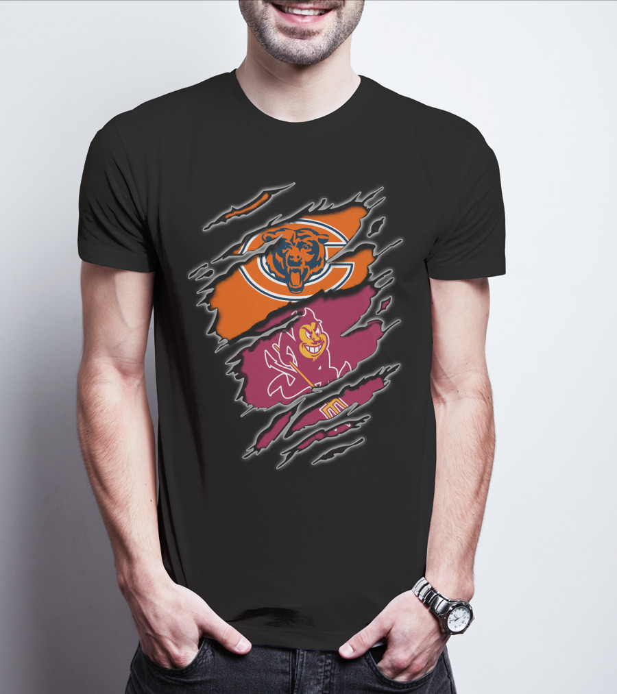 Chicago Bears Arizona State Sun Devils Logo Mashup T-Shirt