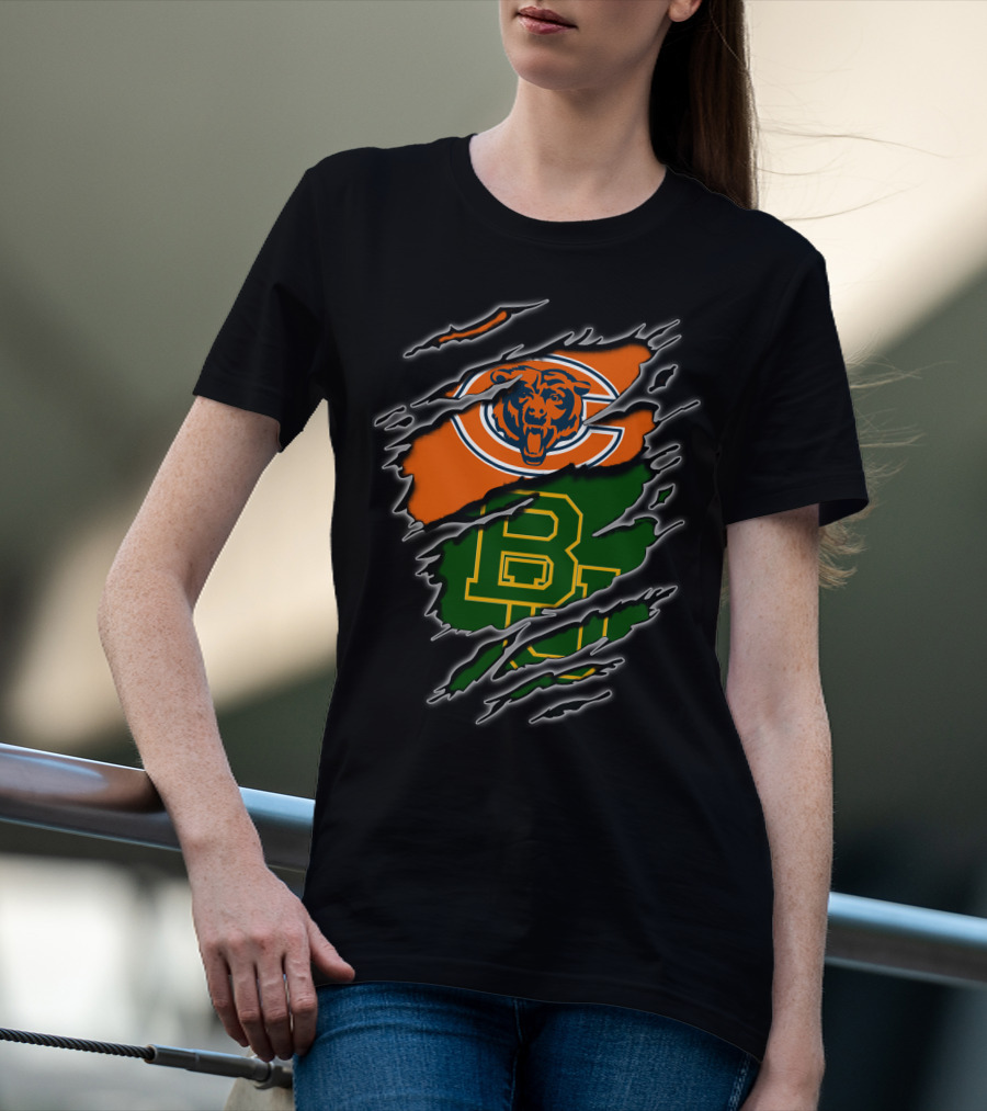 Chicago Bears Baylor University Bears Logo Combination T-Shirt