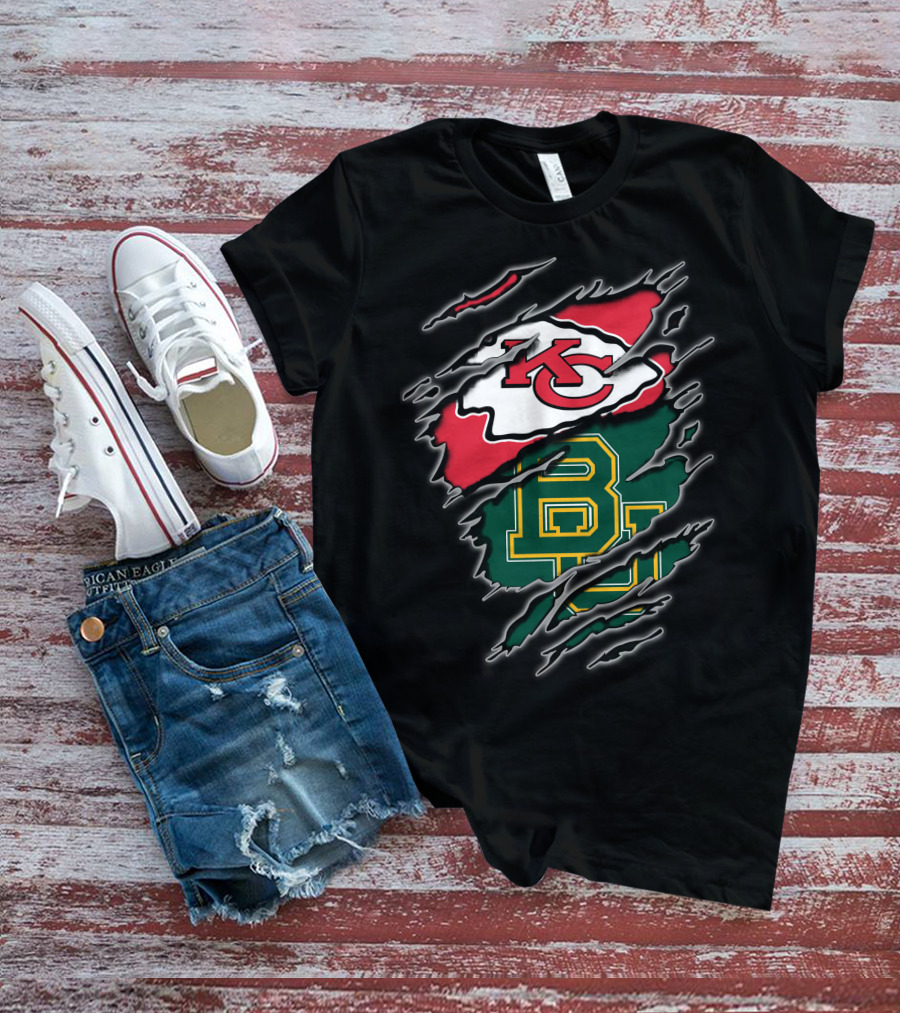 Kansas City Chiefs Baylor Bears Claw Marks Logo Fusion T-Shirt